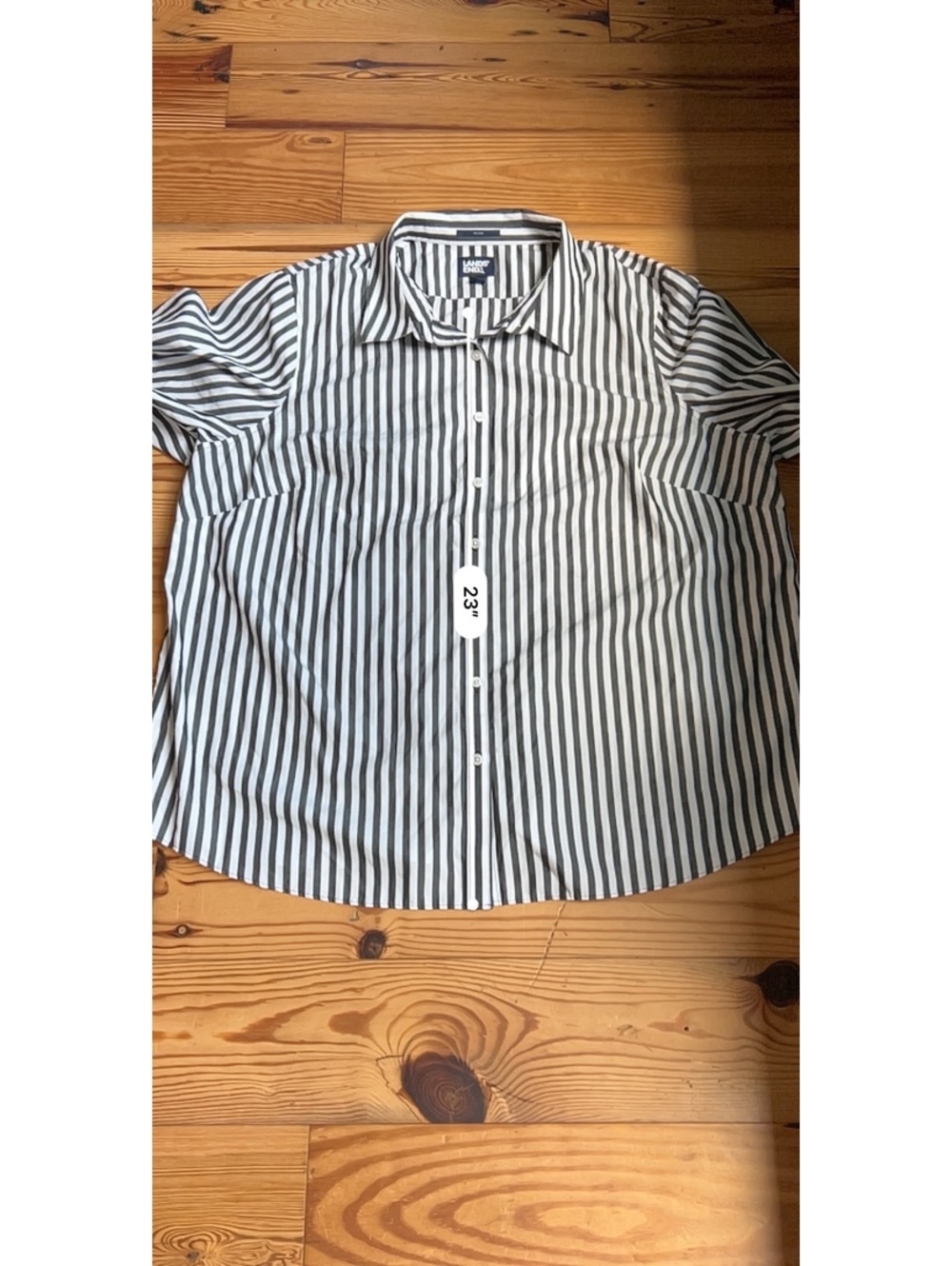 Lands’ End No Iron Black and White Striped Button Up Blouse Women’s Size 22 - Picture 6 of 6